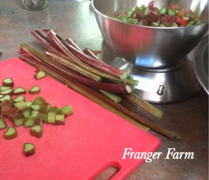 Wash and chop the rhubarb.